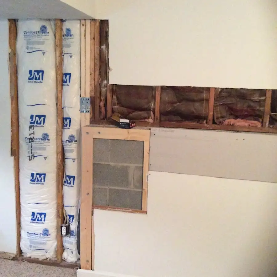 Wall insulation replacement during Basement Flood Cleanup in Mukilteo